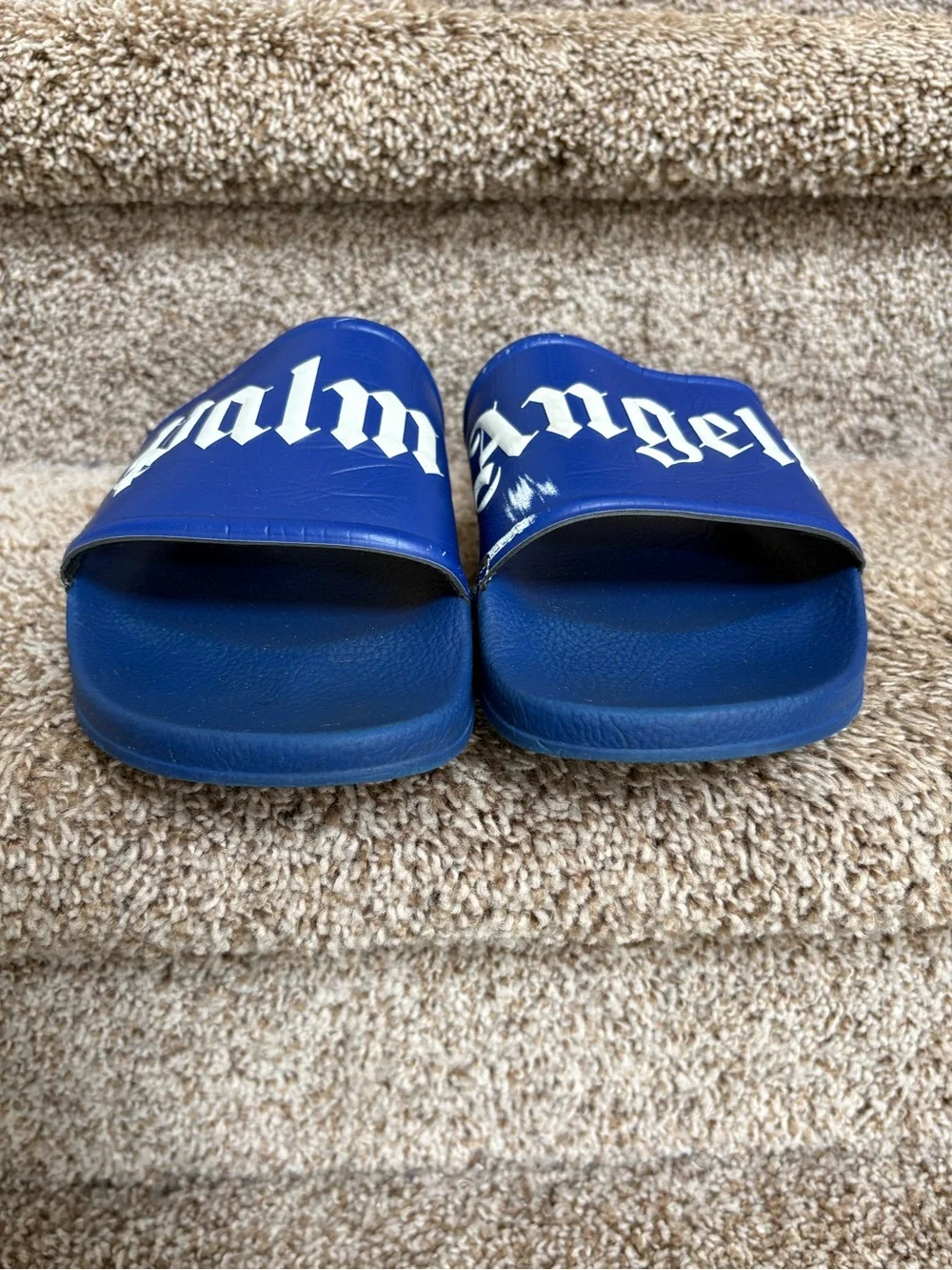 Palm Angels Men’s Royal Blue Logo Slide Sandals